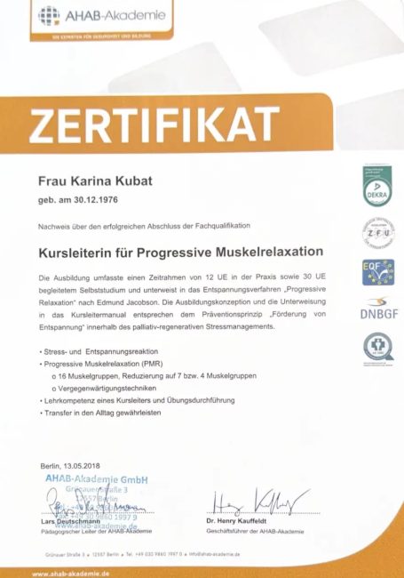 Kursleiterin für PMR