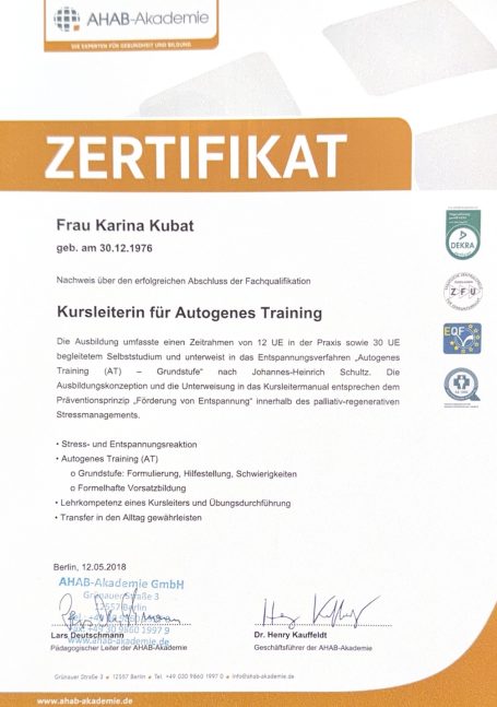 Kursleiterin für Autogenes Training