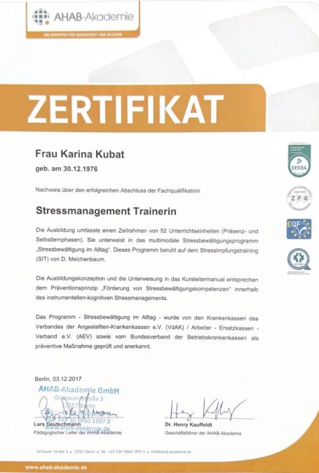 Trainerin Stressmanagement