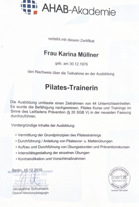 Pilates-Trainerin 1/2